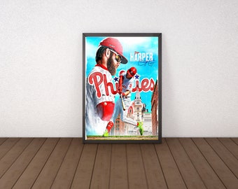 ブライス・ハーパー　アートポスター A2版　フィラデルフィア・フィリーズ Bryce Harper Poster, Philadelphia Phillies, Canvas Wrap Wall