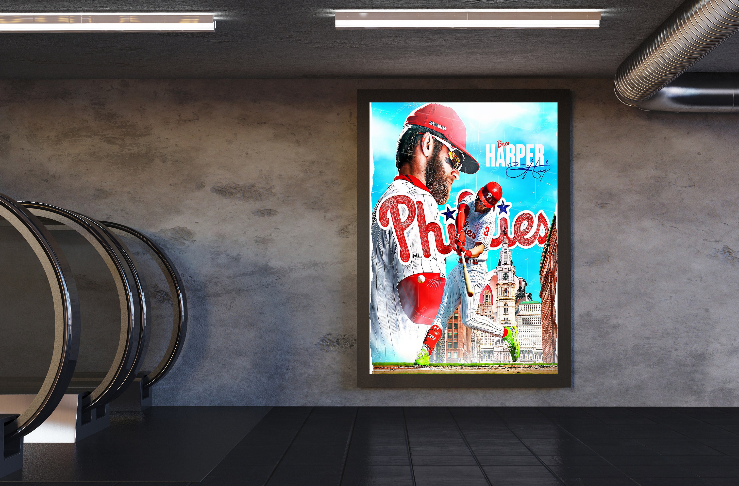 Bryce Harper Poster, Philadelphia Phillies, Canvas Wrap Wall