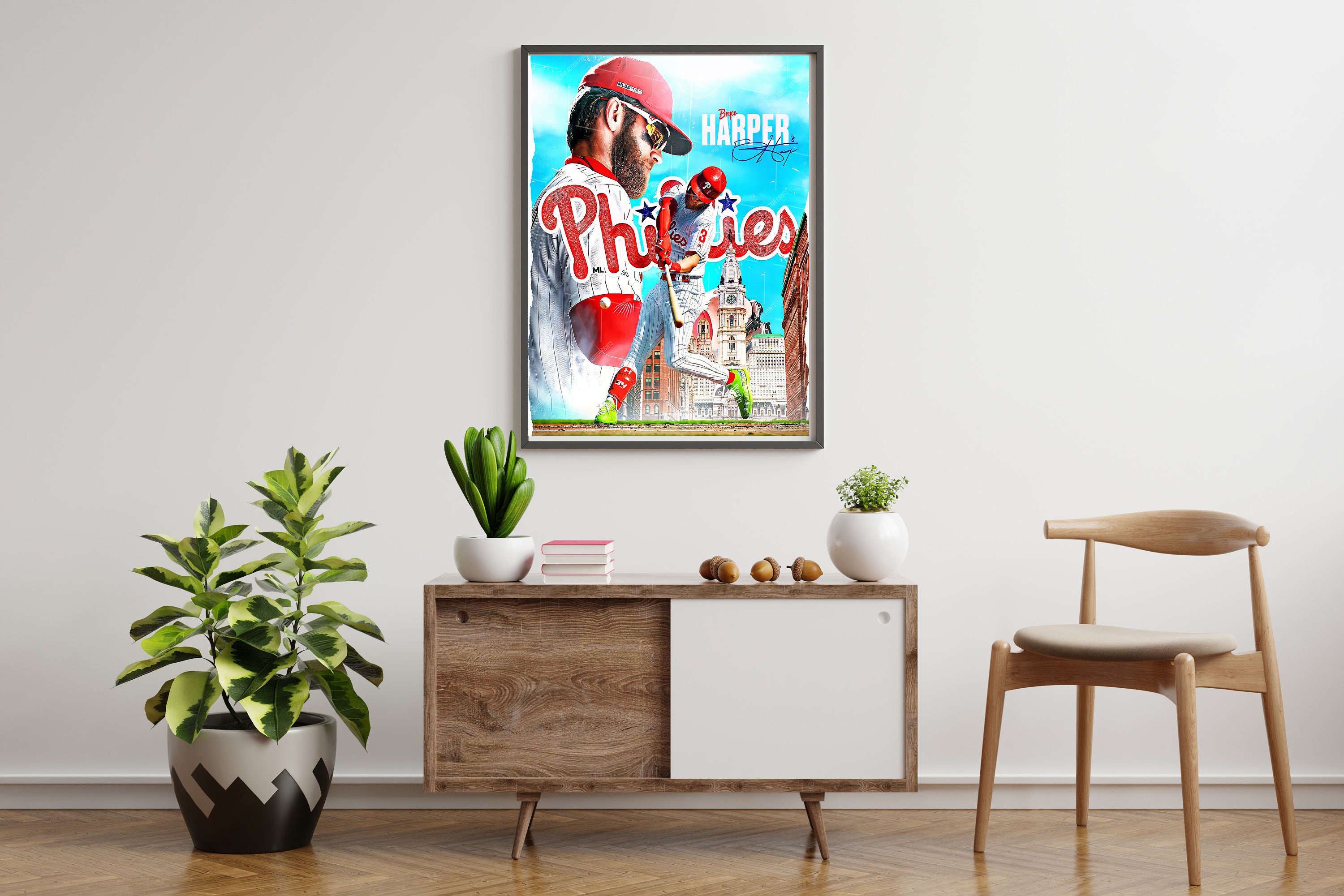 ブライス・ハーパー　アートポスター A2版　フィラデルフィア・フィリーズ Bryce Harper Poster, Philadelphia Phillies, Canvas Wrap Wall
