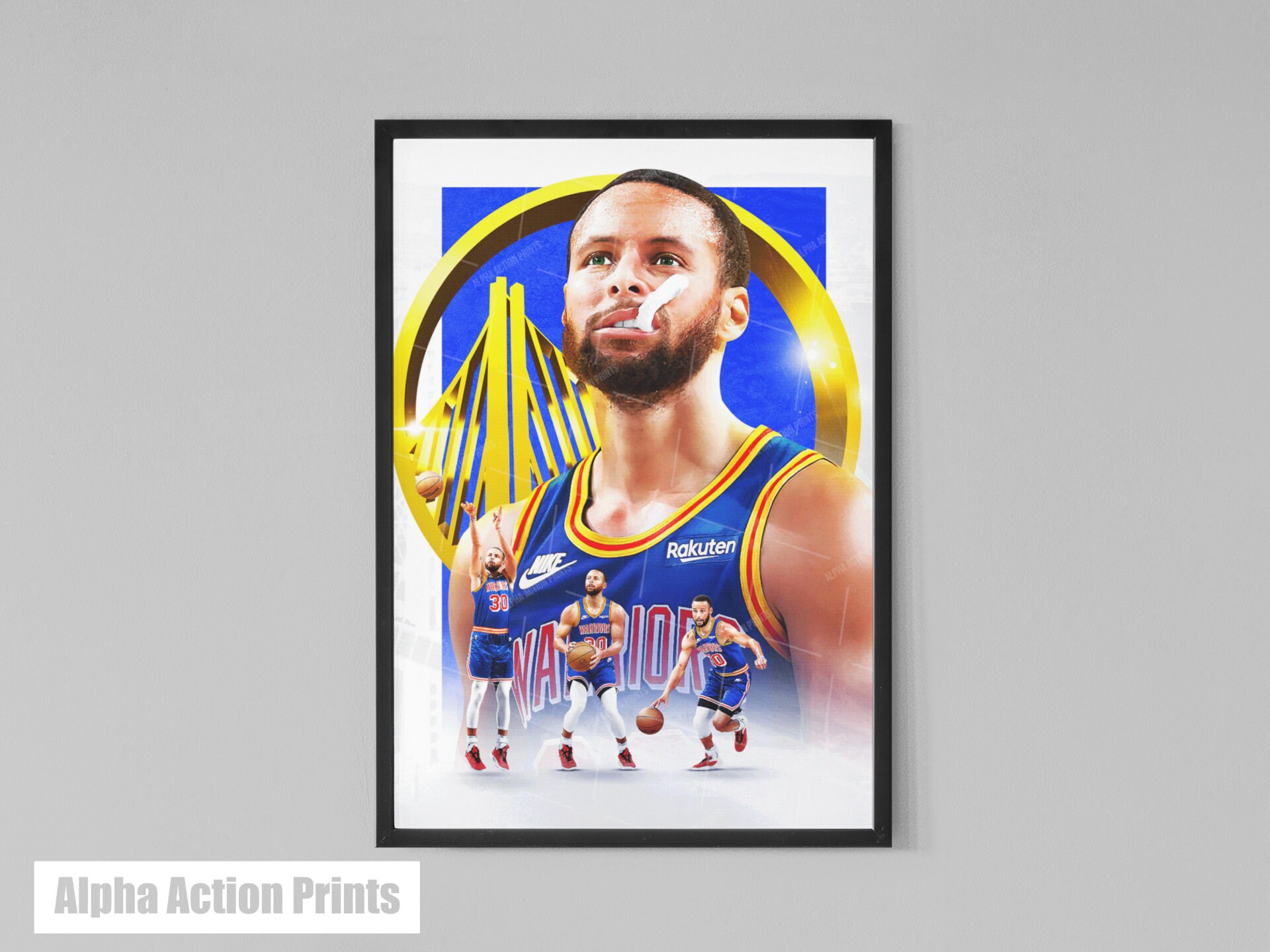 Steph Curry Poster, Golden State Warriors, Wall Art, NBA Basketball, Sports Bar Decor, Man Cave