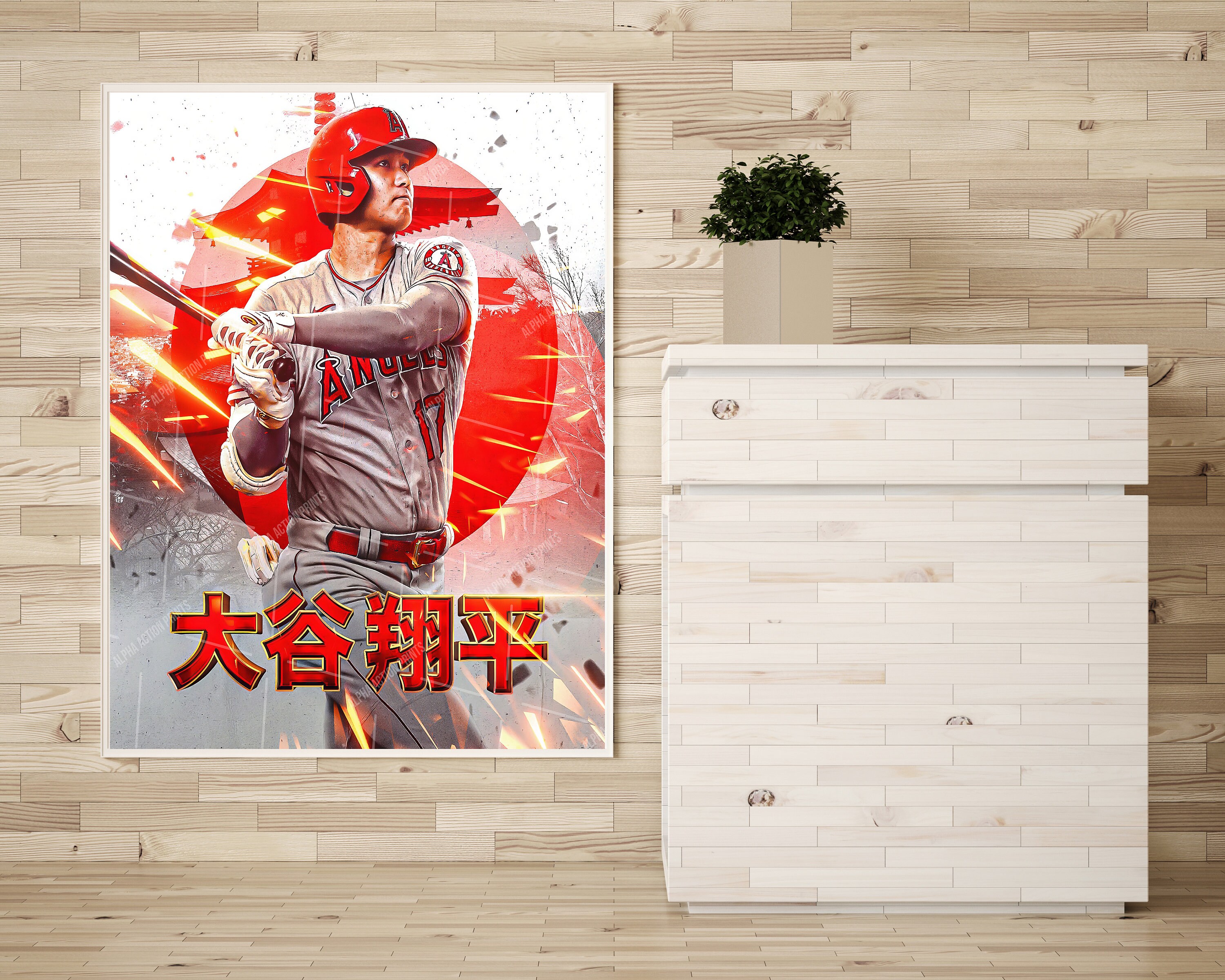 Shohei Ohtani Poster, Los Angeles Angels, Canvas Wrap Wall