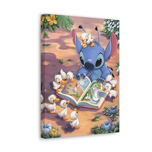 Michelle St. Laurent &quot;Finding Family&quot; Disney Lilo Stitch Fan Art canvas poster Disney Fine Art Treasures on Canvas Disney Rare Collectible