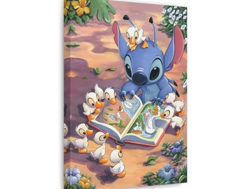 Michelle St. Laurent &quot;Finding Family&quot; Disney Lilo Stitch Fan Art canvas poster Disney Fine Art Treasures on Canvas Disney Rare Collectible
