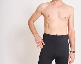 Stoma-Badeanzug mit hoher Taille für Herren – Schwarz