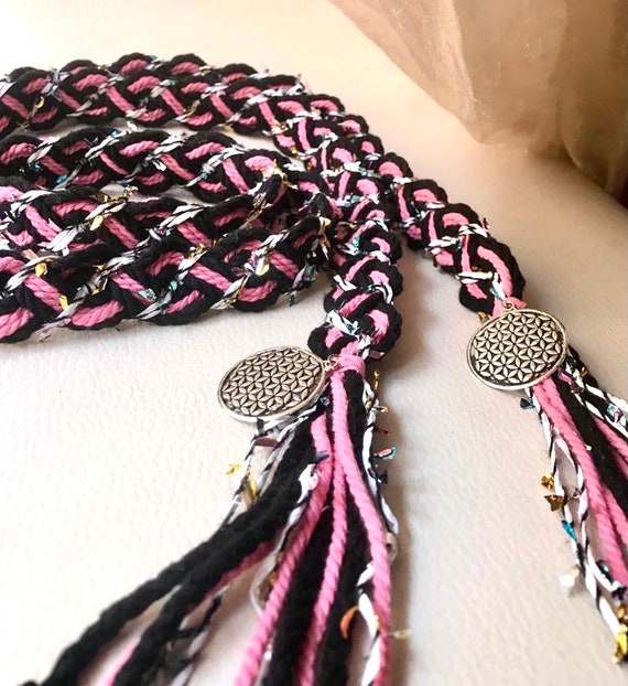 Pink ,black Handfasting Cord for Wedding ,celtic Knot ,handbinding