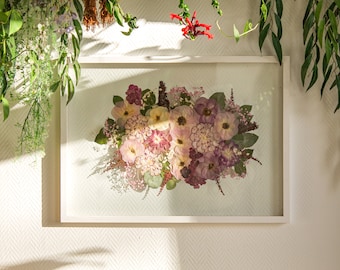 Bridal bouquet preservation | pressed flowers in frame | dried bouquet of flowers