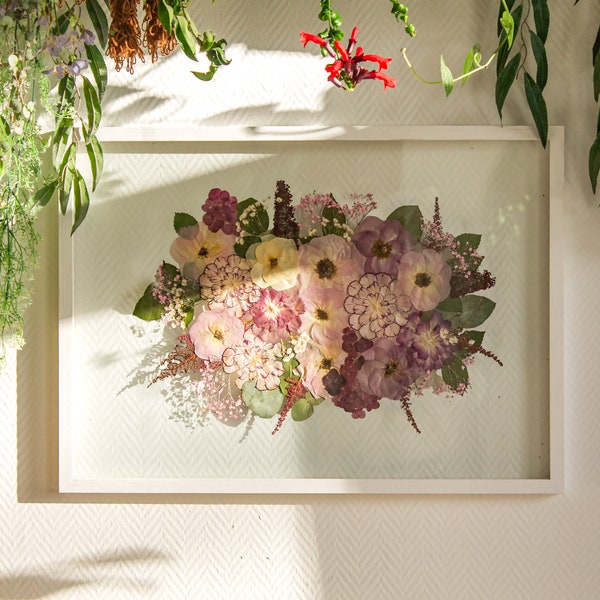 Brautstrauß Konservierung | gepresste Blumen im Rahmen | getrockneter Blumenstrauß