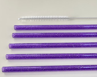 Purple Glitter Stanley Straw 40oz Stanley Accessories For Tumbler Cup Glitter Party Favor Birthday Gift For Her Reusable Straws
