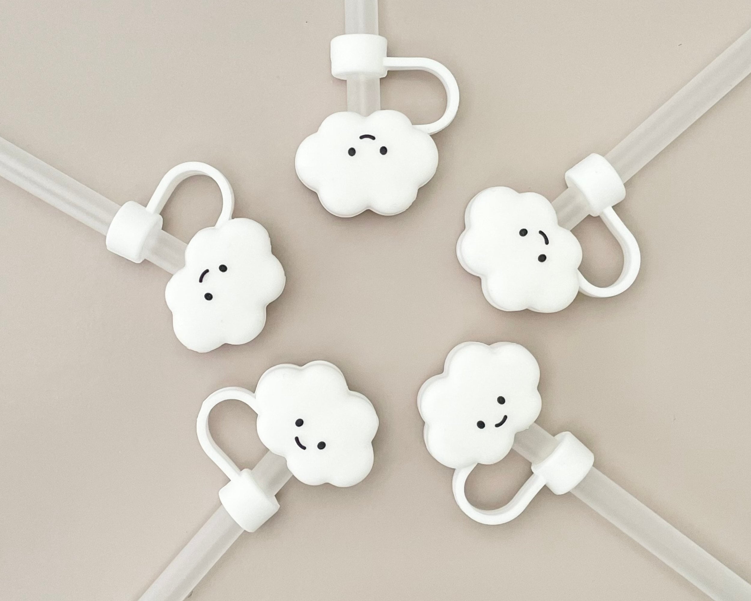 Clouds Straw Cover, 4 Pack Cloud Straw Lids, Reusable Cloud Straw Cover Cap  (2 x White)