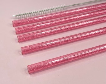 Glitter Stanley Straw 40oz Pink Glitter Tumbler Straw Clear Glitter Straw Tumbler Accessories Reusable Straw For Stanley Bulk Supply