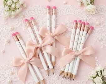 Bridal Shower Pencil Bulk Favor Party Game Bride Groom Engagement Party Game Idea Bachelorette Decor Mini Pencil Heart White Golf Pencil