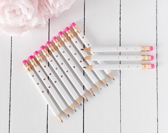 12 White Mini Pencil Bridal Shower Pencil Party Favor Baby Shower Game Valentines Day Gift Wedding Pencils Small Pencil Bulk Pencils