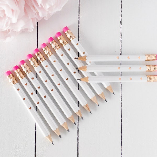 12 White Mini Pencil Bridal Shower Pencil Party Favor Baby Shower Game Valentines Day Gift Wedding Pencils Small Pencil Bulk Pencils