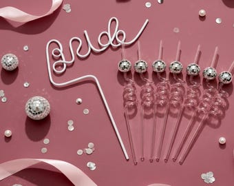 Disco Ball Straws Bachelorette Party Favor Bride And Bridesmaid Straw Reusable Cocktail Straw Bridal Shower Drink Accessory Wedding Theme