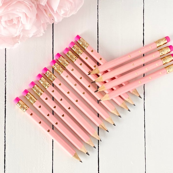 12 Pink Mini Pencils Wedding Pencils Wedding Shower Pencil Baby Shower Pencil Wedding Games Small Pencil Valentines Day Gift Mini Pencil