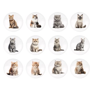 Kitten Theme Ceramic Drawer handle knobs, Nursery Knob Handle, Cats knobs for nursery drawers, Children's cabinet knob, Ikea Knobs Kids