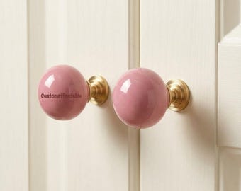 Boule colorée Boutons de commode pour enfants, Gravure personnalisée, rose, bleu, boutons de tiroir en céramique, boutons de placard pour penderie