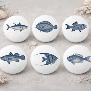 Tiradores de armario para cajones de guardería con temática de vida marina, pomos de armario de cocina con diseño de peces azules náuticos, pomos de armario con animales marinos, pomos de cómoda para niños.