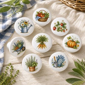 Sunshine Garden Ceramic Drawer knobs Vegetable Fruit Floral Cabinet Dresser knobs pulls Strawberry Pumpkin Kitchen Cupboard knobs handles