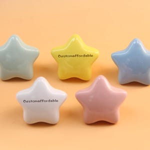 Baby pink stars drawer knobs, Colorful Ceramics nursery Cabinet handle pulls Nursery Knob Handle custom engraved Children's cabinet knobs