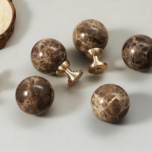 Tiradores y pomos para armarios y cómodas de mármol Dark Emperador, tiradores y pomos para cajones y armarios Boho Deep Brown Net, estilo Art Villa Decor