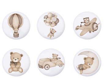 Brown Bear drawer knobs, neutral baby nursery room drawer handles, cute bear nursery knobs, nursery decor,cabinet knobs,knobs for drawers