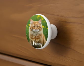 Puxadores de gaveta de cerâmica personalizados com fotos de animais de estimação, puxadores de armário personalizados com tema de gato e cachorro, puxadores de cerâmica personalizados com logotipo para quarto de bebê, puxadores de cerâmica para armário e cômoda.