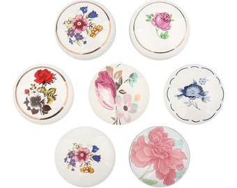 Vintage Retro Blumen Möbelknäufe, klassische Blumenknöpfe und Knäufe, Blumenschrank Griffe, botanische Schubladenknäufe