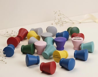 Colorful Cone Cabinet Dresser knobs handles Solid wood nursery Drawer closet handle pulls Nursery Knob Wood Cabinet Cupboard knob Handle