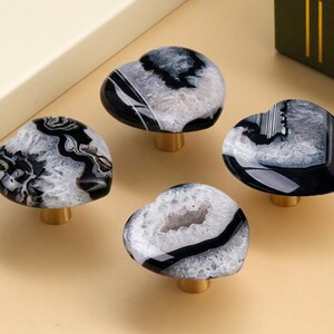 Heart black agate drawer knobs, nature stone Drawer handle pulls Nursery Dresser Knob Handle Children's cabinet knob unique Knobs