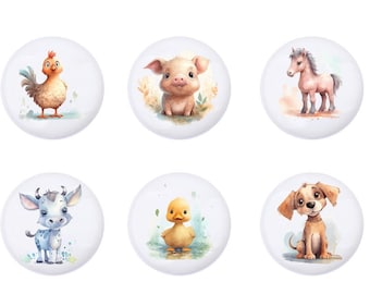 Pomelli per cassetti a forma di animaletto, Animali da campo, Maniglie per cassetti in ceramica per cameretta dei bambini, Pomelli per cameretta dei bambini, Pomelli per mobili per bambini, Pomelli Ikea per bambini