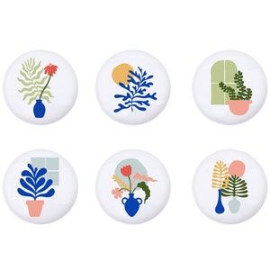 Minimalist drawer handle knobs, Modern plants drawer handles, flora handle knobs, room plant knob decor, flower cabinet knobs handles pull