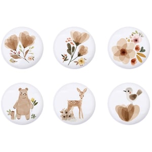 Flower animal drawer knobs, Safari Animals Ceramics nursery Drawer handle pulls Nursery Knob Handle Children's cabinet knob Ikea Knobs Kids zdjęcie 1