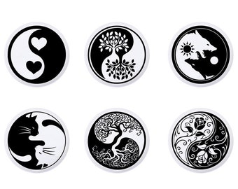 Art Yinyang, poignées de tiroir, poignée de bouton d'armoire en céramique, boutons de tiroir pour tiroirs Ikea, bouton de garde-robe, décoration d'intérieur