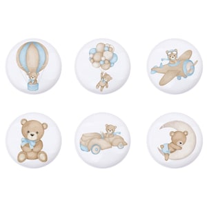 Blue bear drawer knobs, baby boy nursery room drawer handles, blue bear nursery knobs, nursery  decor,cabinet knobs,knobs for drawers