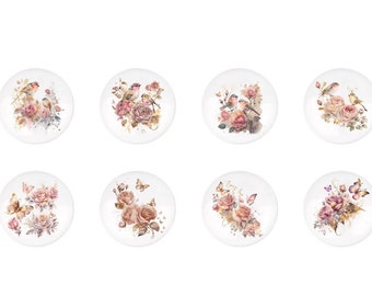 Boutons de poignée de tiroir Rose avec oiseaux, poignées de poignée de commode en céramique papillon, poignée de chambre de bébé, bouton d'armoire, poignées Ikea, boutons de garde-robe