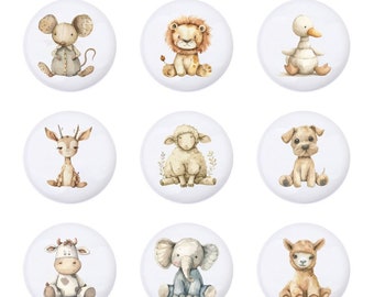 Pomelli a forma di bambole per cassetti della cameretta dei bambini, pomelli in ceramica per cassetti con animali da safari, pomelli per mobili della cameretta dei bambini, pomelli per mobili Ikea