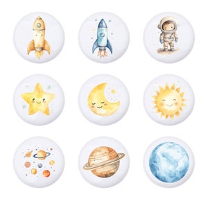 Solar system Ceramic Drawer handle knobs, Nursery rockets Cabinet Knob Handle, Children&#39;s cabinet knob, Ikea Knobs Kids, Kids Room Decor