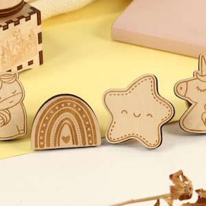 Smiling Star drawer knobs pull Rainbow boho wood nursery Cabinet handle pulls Unicorn Dresser knob handle cupboard wardrobe handles knob Kid