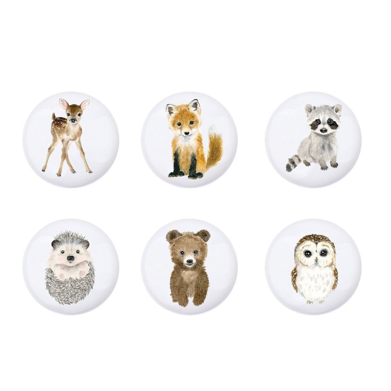 Animaux de safari, céramique, poignées de tiroir, poignée de bouton de chambre d'enfant, boutons animaux pour tiroirs de chambre d'enfant, bouton d'armoire pour enfants, boutons Ikea pour enfants image 1