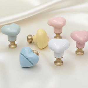 Baby pink heart cabinet knobs handles, Colorful Sweethearts Nursery Drawer handle pulls Knob, Custom engraved Round dresser Wardrobe knobs