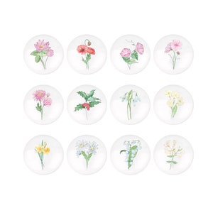Flower drawer knobs Wildflower Ceramic nursery Drawer handle pulls Nursery Floral Knob Handle Children's cabinet knob Ikea Knobs pulls Kids