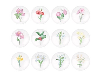 Boutons de tiroir fleuris Wildflower Ceramics Poignées de poignée de tiroir de chambre de bébé en céramique pour chambre de bébé Bouton de meuble pour enfants Boutons Ikea