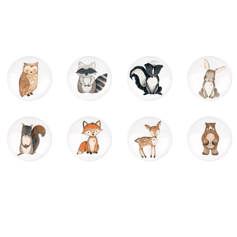 Animaux de safari, céramique, poignées de tiroir, poignée de bouton de chambre d'enfant, boutons animaux pour tiroirs de chambre d'enfant, bouton d'armoire pour enfants, boutons Ikea pour enfants image 1