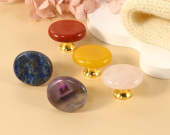 Art Crystal Ore Cabinet knobs handles, pink crystal drawer cupboard door handle pulls Energy stone dresser closet Knob Handle Home decor
