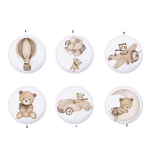 Brown Bear drawer knobs, neutral baby nursery room drawer handles, cute bear nursery knobs, nursery decor,cabinet knobs,knobs for drawers image 2