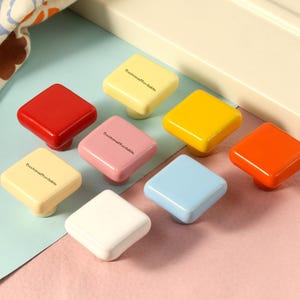 Candy Square Round Cabinet knobs handle Colorful Round Ceramics Wardrobe knobs handle Custom engraved Nursery kids room dresser drawer knobs