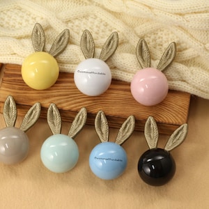 Golden Eared Rabbit drawer knobs handles, Forest animals ceramic cabinet knobs,Custom engraved Bunny nursery dresser wardrobe handle knobs