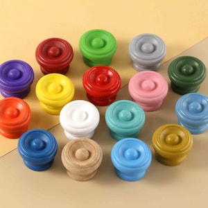 Pomelli rotondi colorati per cassetti e armadietti, maniglie per cameretta arcobaleno, maniglie per cassettiere e armadietti, pomelli in legno multicolore per mobili da cucina.