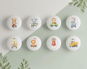 Pomos para armarios infantiles con animales de transporte, tiradores para cajones de habitaciones infantiles con animales de safari, pomos decorativos para cajones de guardería, pomos para cajones de cómoda